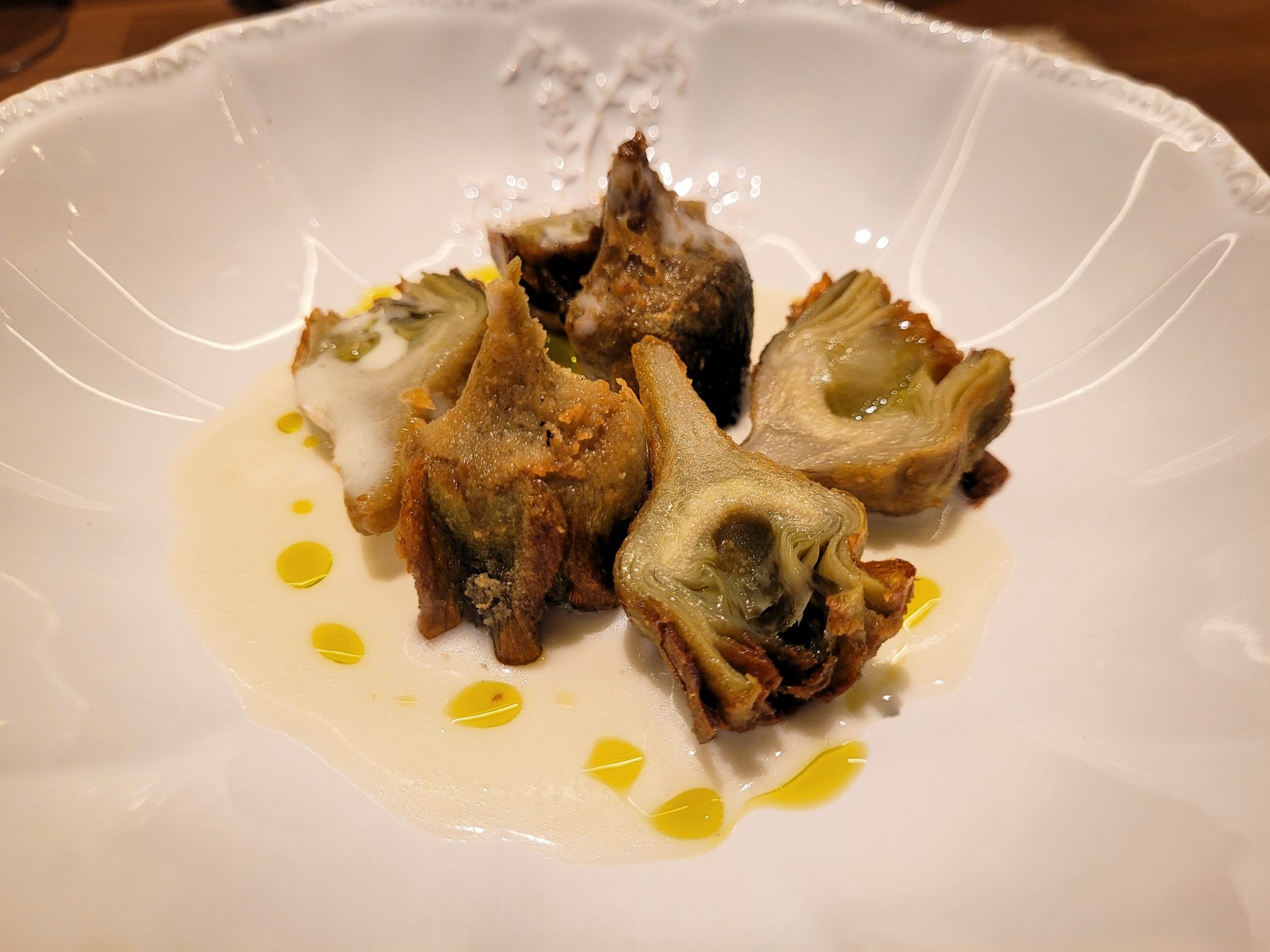 Alcachofas y bacalao Barbecho