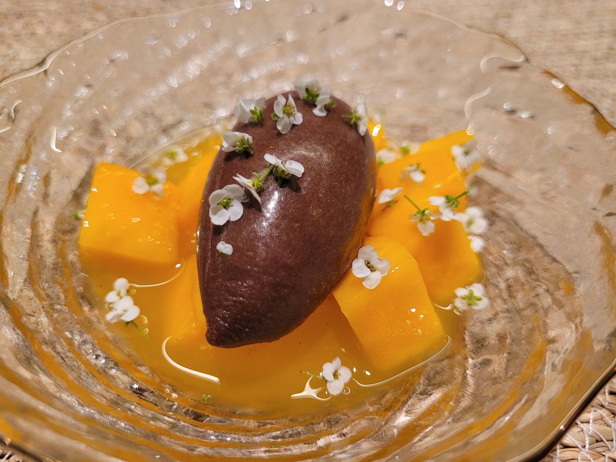 Mango y helado de shiso